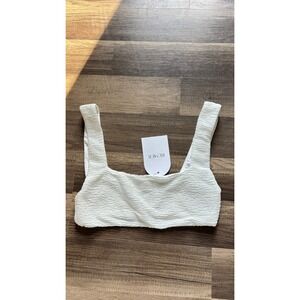 $168 NWT RUMER Rosa Crop Swim Women Medium White Textured Square Neck R21121